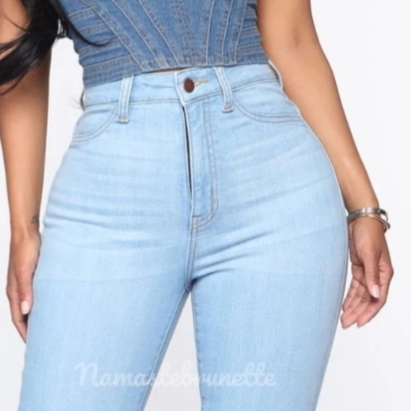 Nwt Fashion Nova Boho High Waisted Extreme Bell Bottom Jeans With Frayed Hem - Picture 11 of 14
